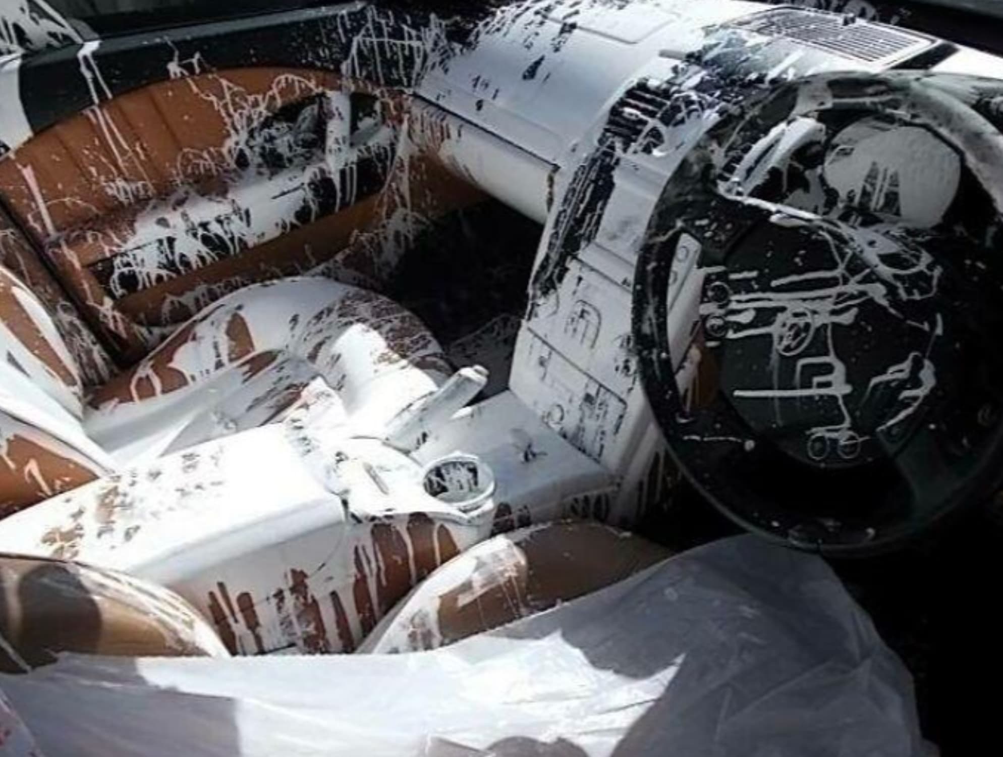 car with white paint inside -